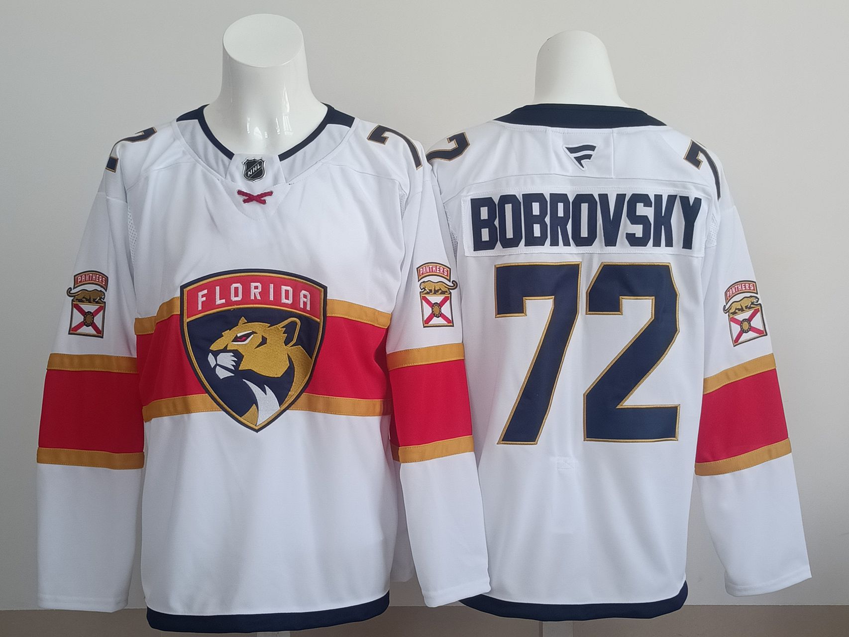Men 2025 Florida Panthers #72 Bobrovsky White Fanatics Home Premium NHL Jersey style 4